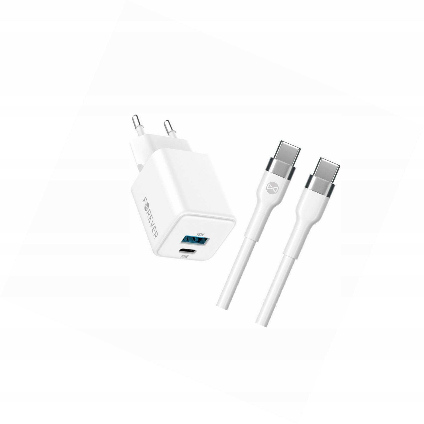 Szybka ładowarka GaN 30W 2 wejścia Usb i Usb-c z kablem do Samsung A52 Lte