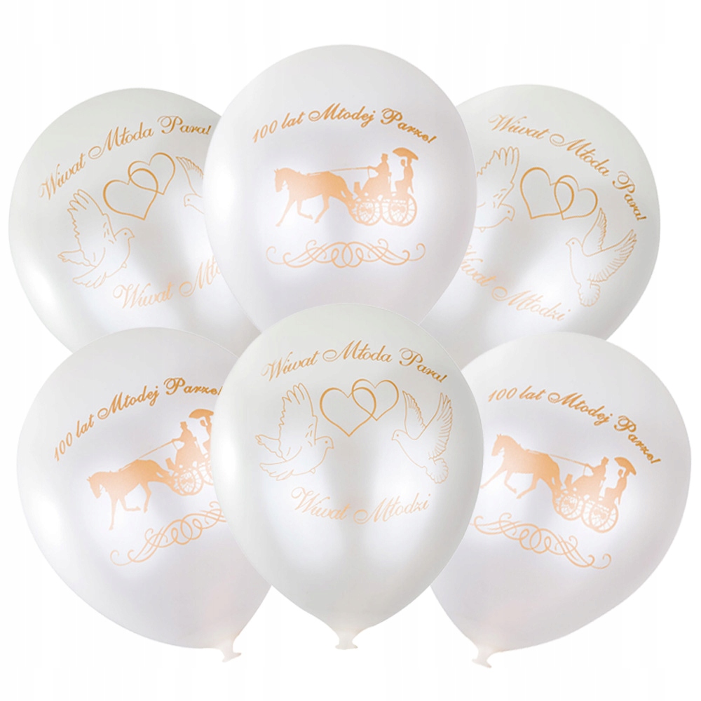 

Balony Ślubne Weselne Kareta Gołębie Białe 6szt