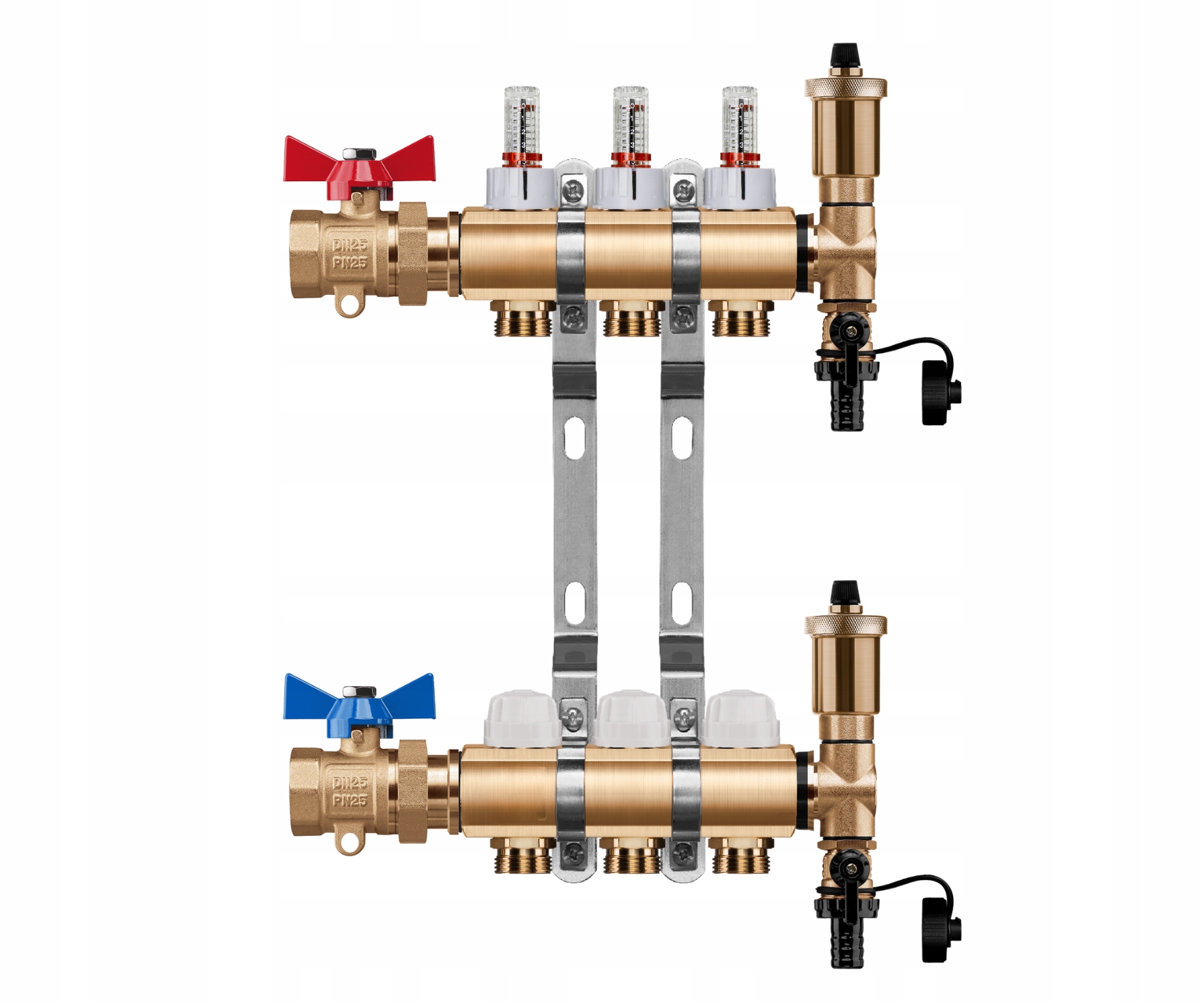 Rozdělovač Podlahového Vytápění 3 Okruhy Jednoduchý Kulový Ventil Pex