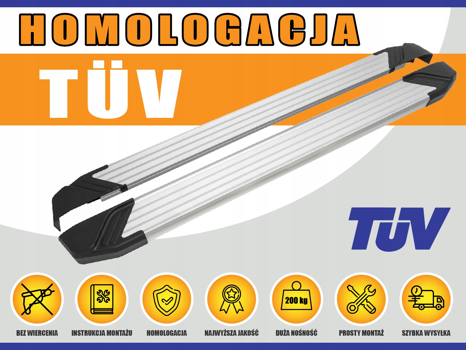 Stopnie boczne VW Tiguan 2007-17 orurowanie TUV Stan opakowania oryginalne