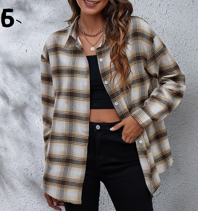 MODNA KOSZULA DAMSKA W KRATĘ OVERSIZE KOLORY XL Kolekcja Całoroczna
