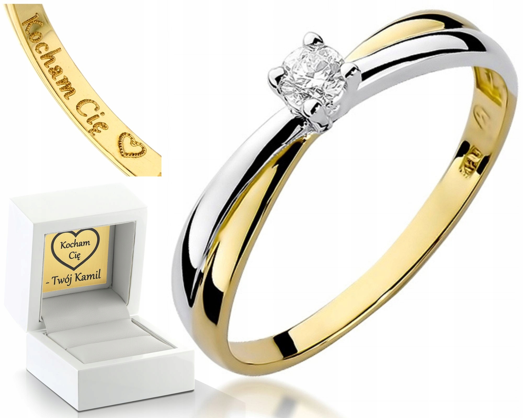 Zlatý Prstýnek S Briliantem 0,08CT Gravírování Bonus