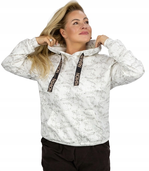 Mikina Hoodie – jemný vzor, ozdobný pásek, módní střih M/L