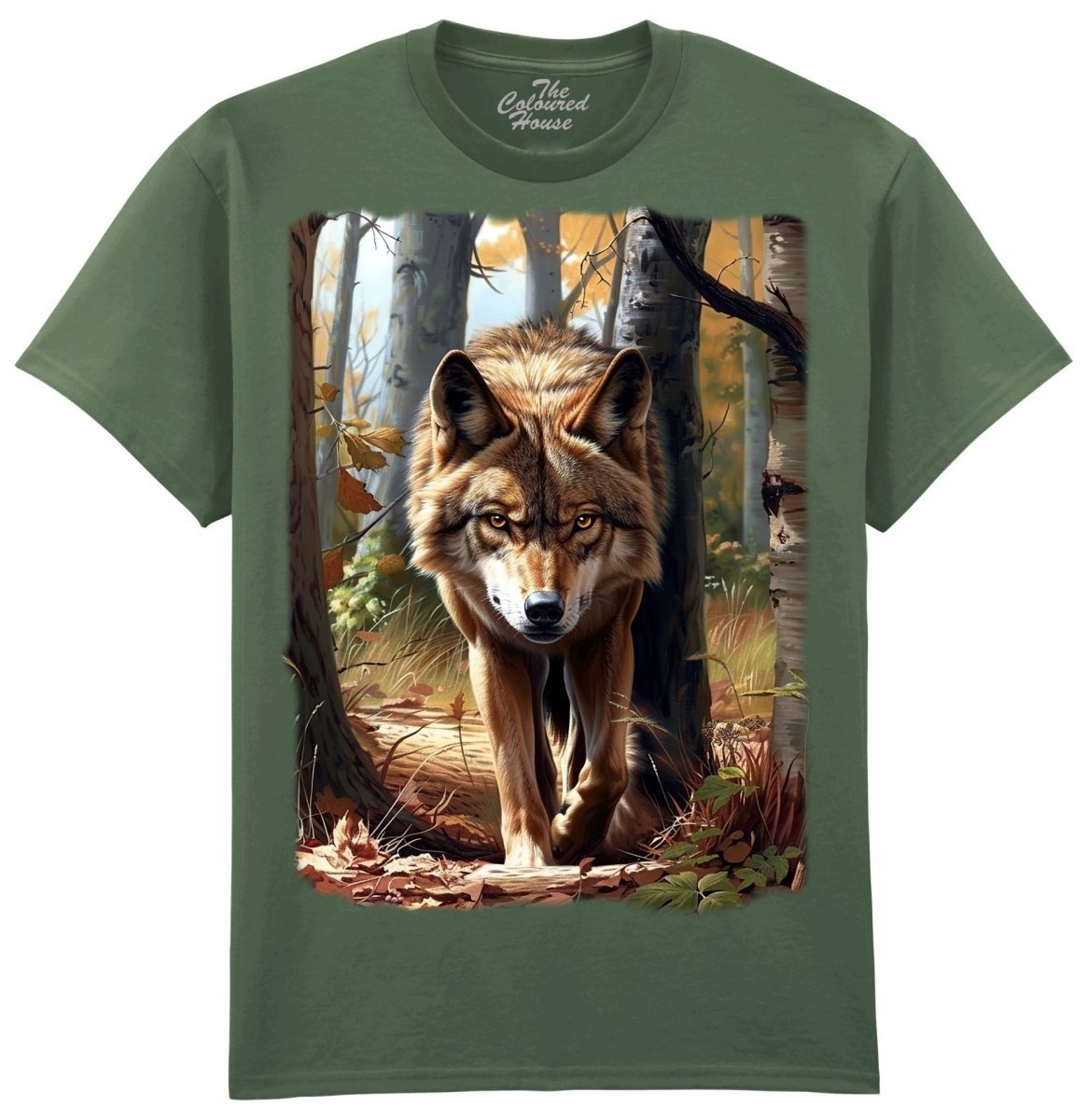 Tričko s vlkem Autumn Approaching khaki Tch 4XL