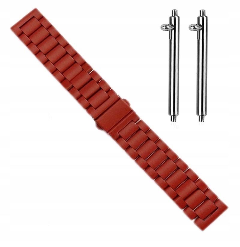18 mm Czerwona Bransoleta do zegarka Pełna Ogniwa Stal Nierdzewna