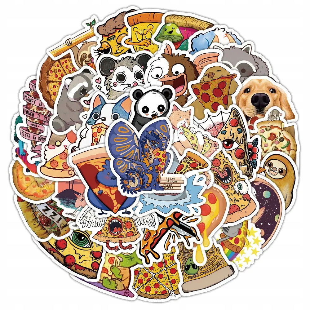 NAKLEJKI WODOODPORNE STICKERBOMB WLEPKI TEMATYCZNE MIX PIZZA 50 szt EAN (GTIN) 5904800215419