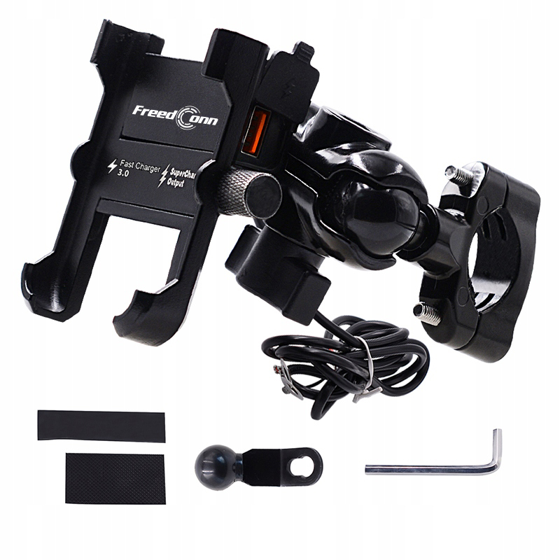UCHWYT NA TELEFON ŁADOWARKA USB QC 3,0 MOTOCYKLOWY