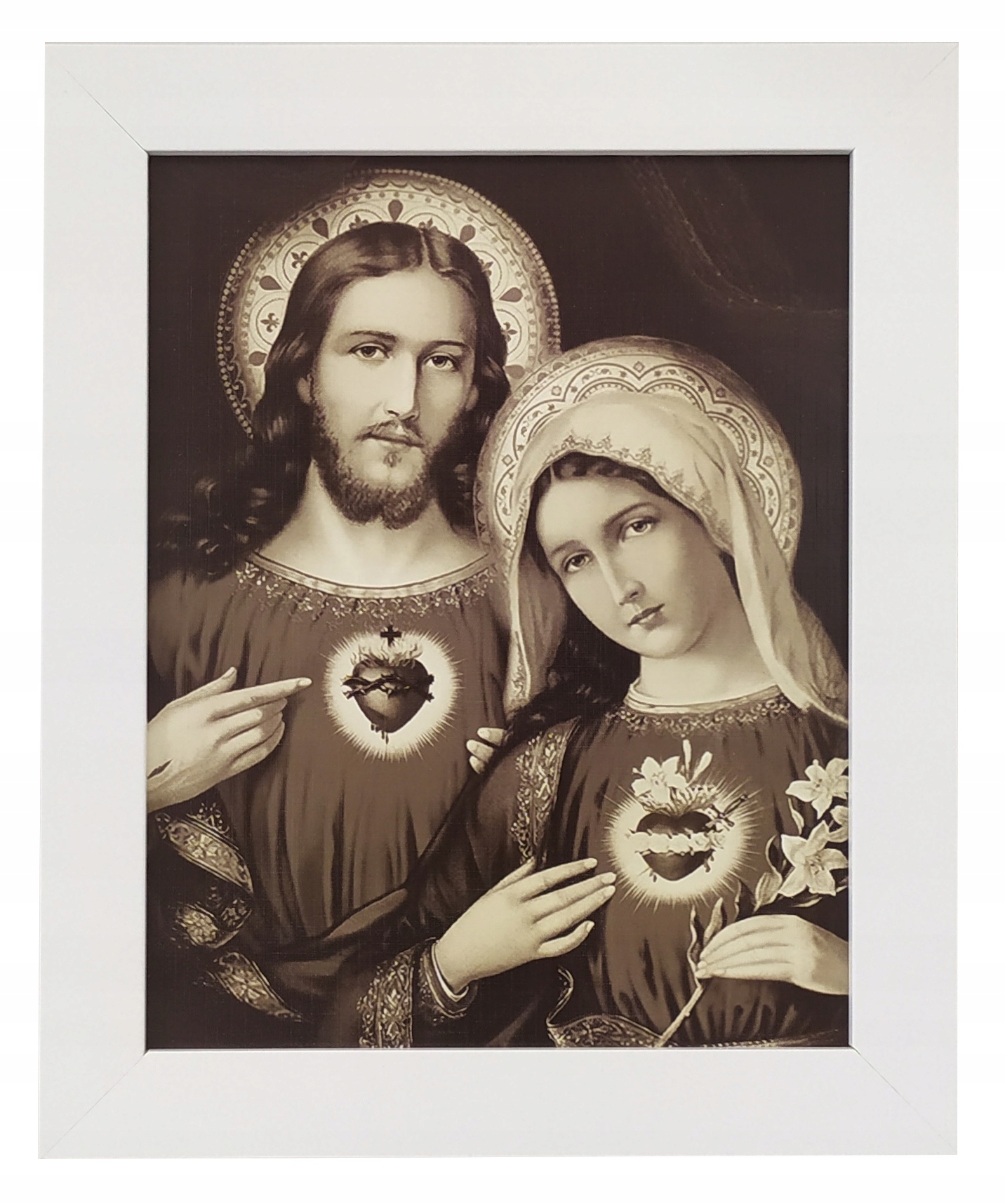 

Obraz Święty Serce Maryi I Jezusa 35X45 Biała Rama
