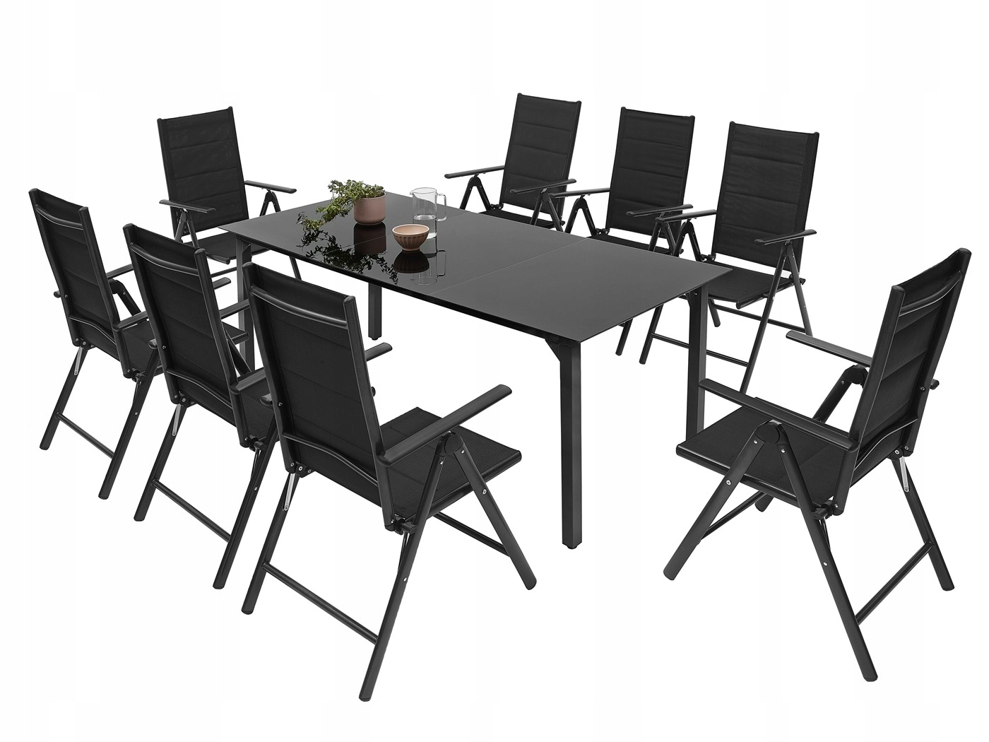 MEBLE OGRODOWE ZESTAW TARASOWY SZKLANY STÓŁ 8K Producent MAT-COMPANY