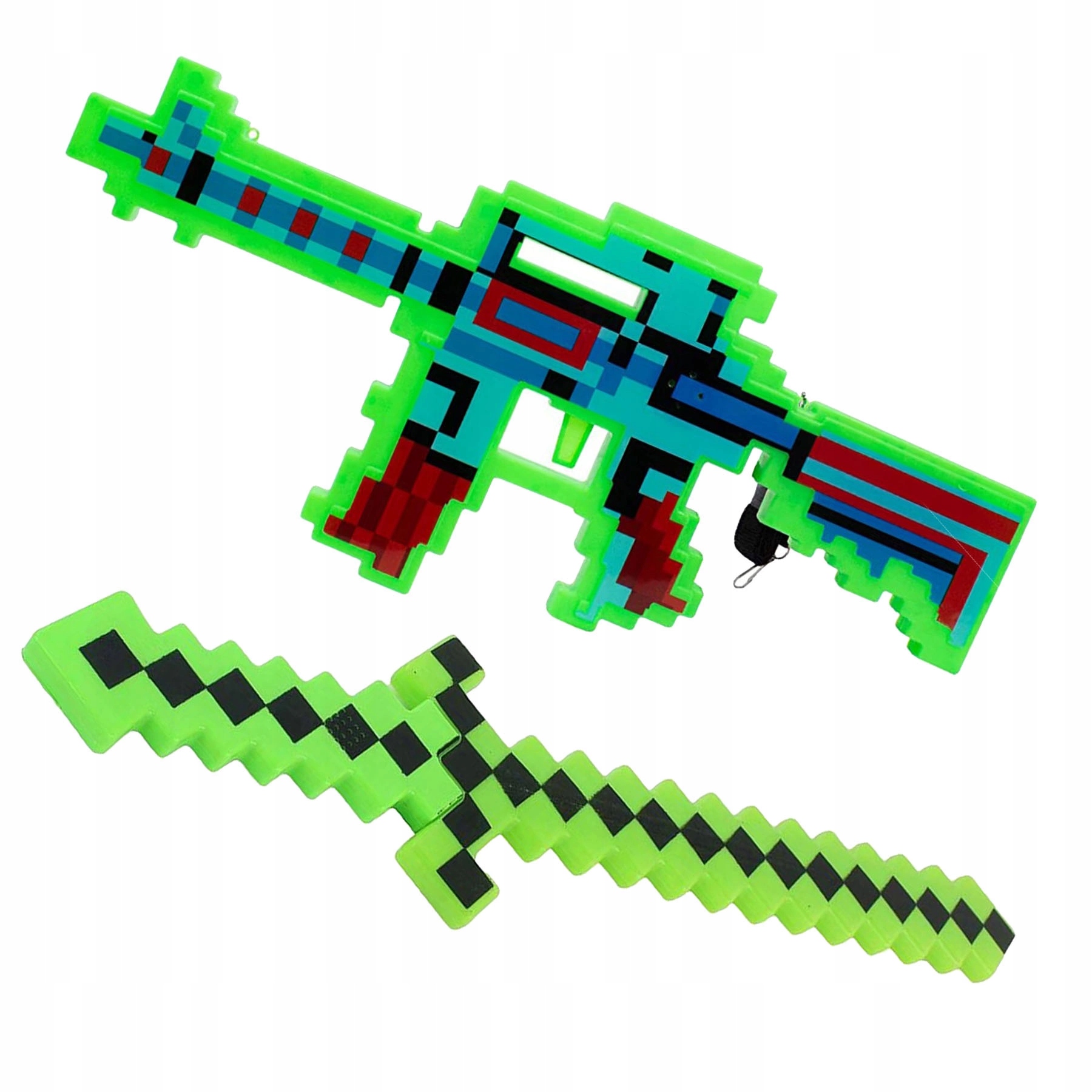 Набор MINECRAFT из игры 2в1 светящийся меч винтовка PIXEL звуковые эффекты
