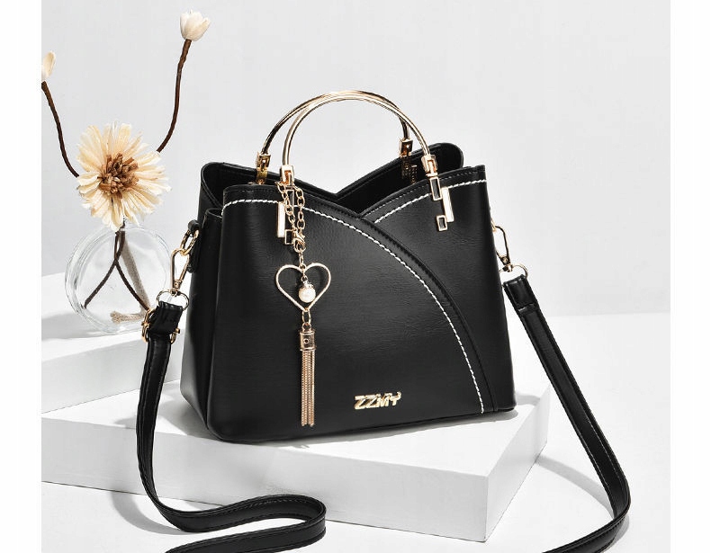 TOREBKA KUFEREK EFEKTOWNY NA RAMIĘ DO RĘKI CZARNY Wzór dominujący bez wzoru