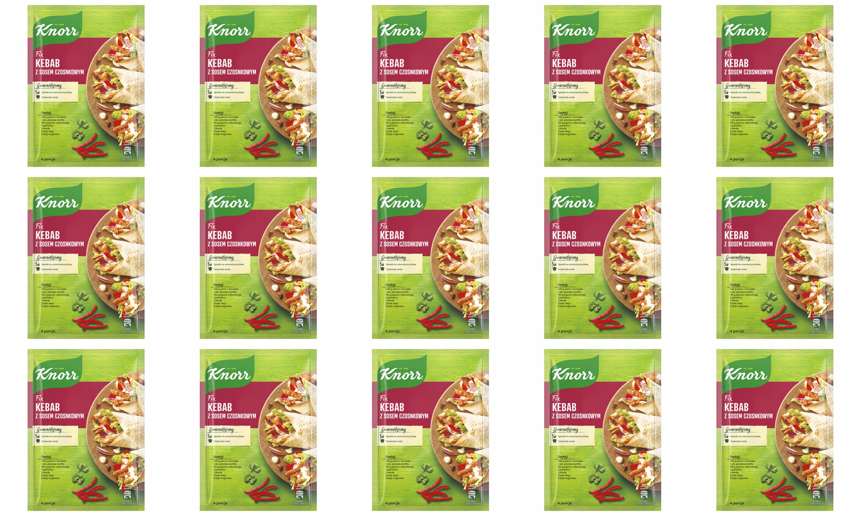 Levně 15 x 40 g Knorr Fix kebab s česnekovou omáčkou Karton