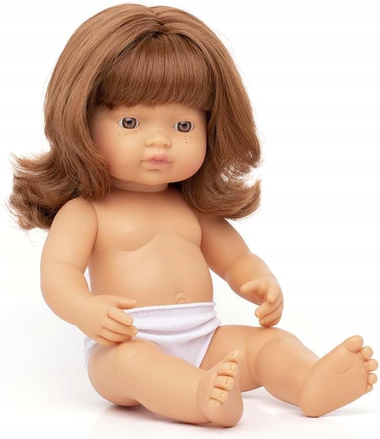 Miniland Lalka Anatomicky korektní holčička Červená Vinylová Deska 38 Cm