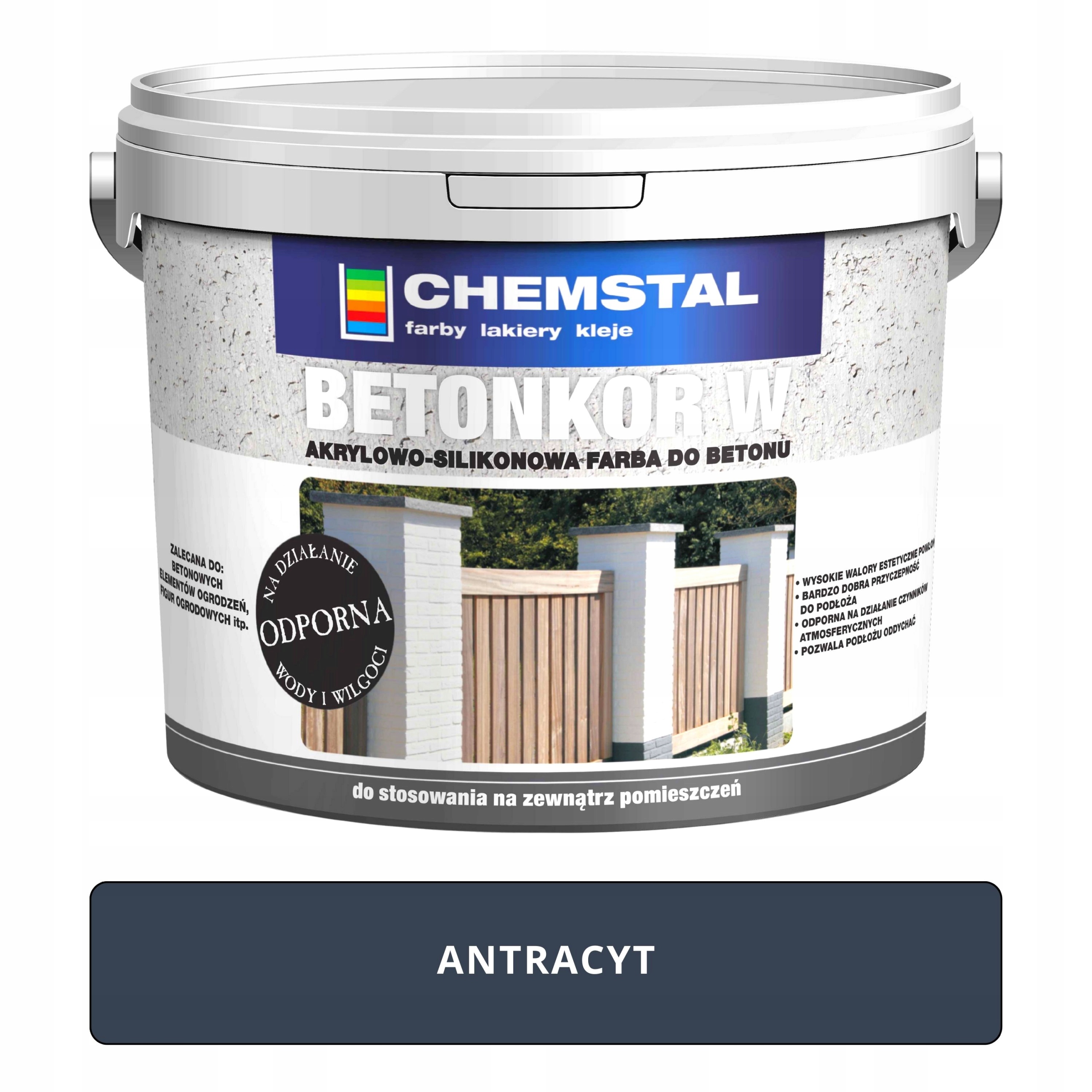 Farba do BETONU OGRODZEŃ Betonkor W 10L ANTRACYT