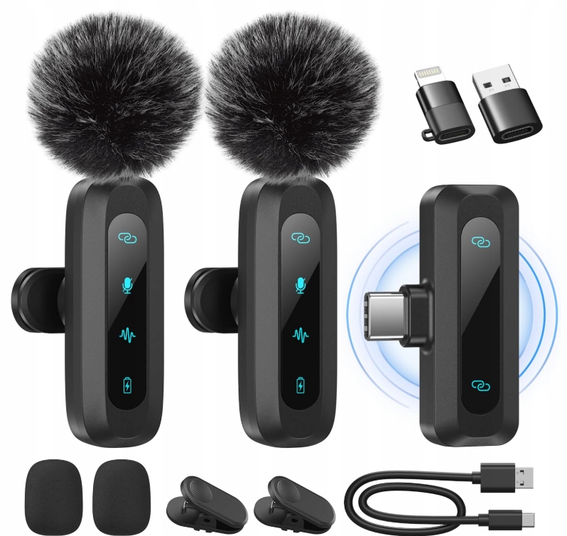 2x Kravatový Mikrofon Pro Iphone Usb-c Telefonu Počítače Mini Pro Video R10
