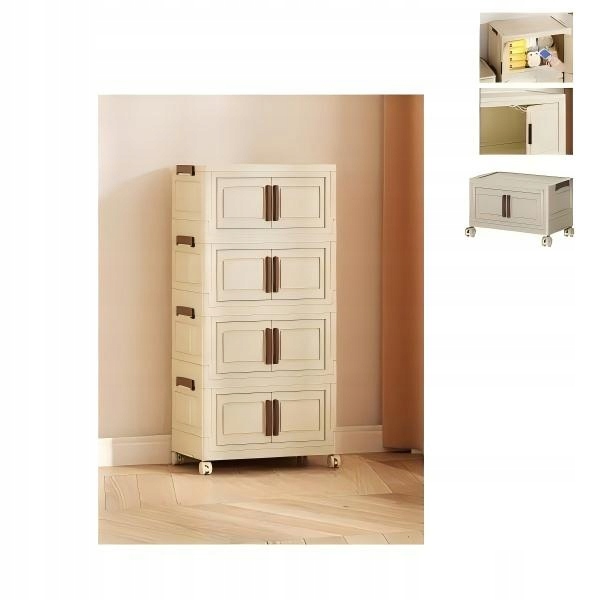 Skládací skříňka 4-úrovňová s kolečky – pro skladování