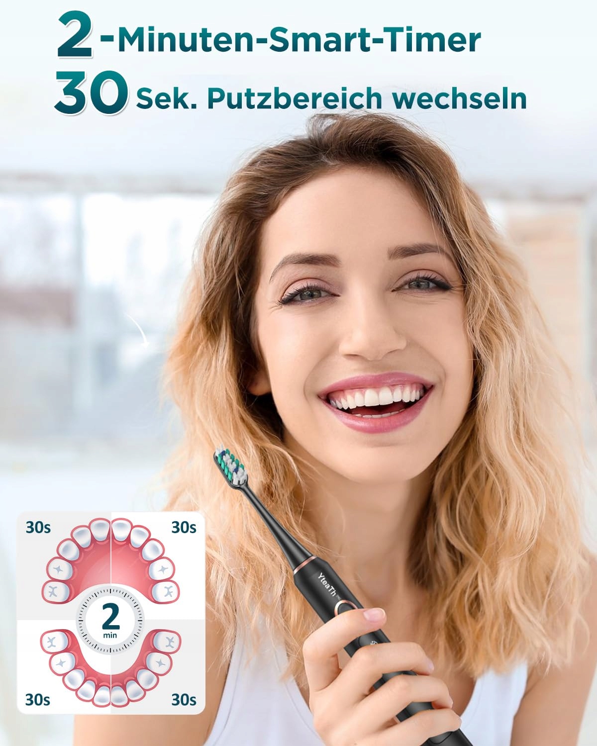 YTEATH PRO Szczoteczka Soniczna Dla Dorosłych I Dzieci 8 Główek 5 Trybów — miniatura 7