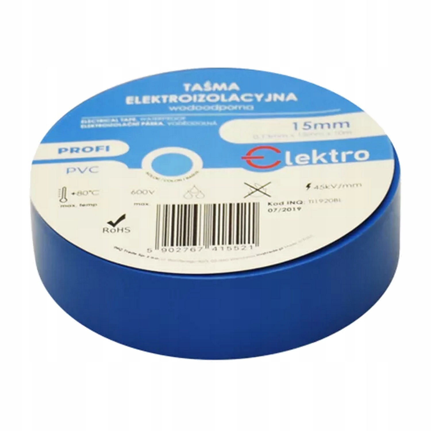 TAŚMA IZOLACYJNA IZOLACJA PVC 10M NIEBIESKA ELEKTRO