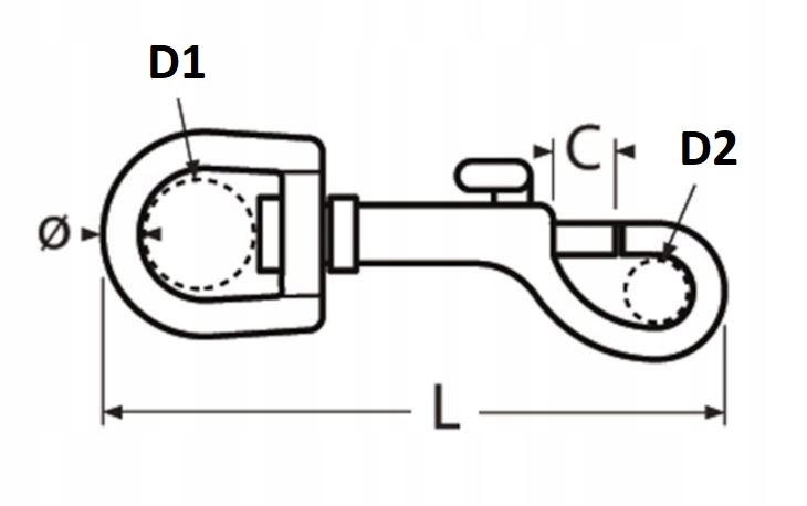 Karabińczyk obrotowy ozdobny - niklowany 53mm Marka inna