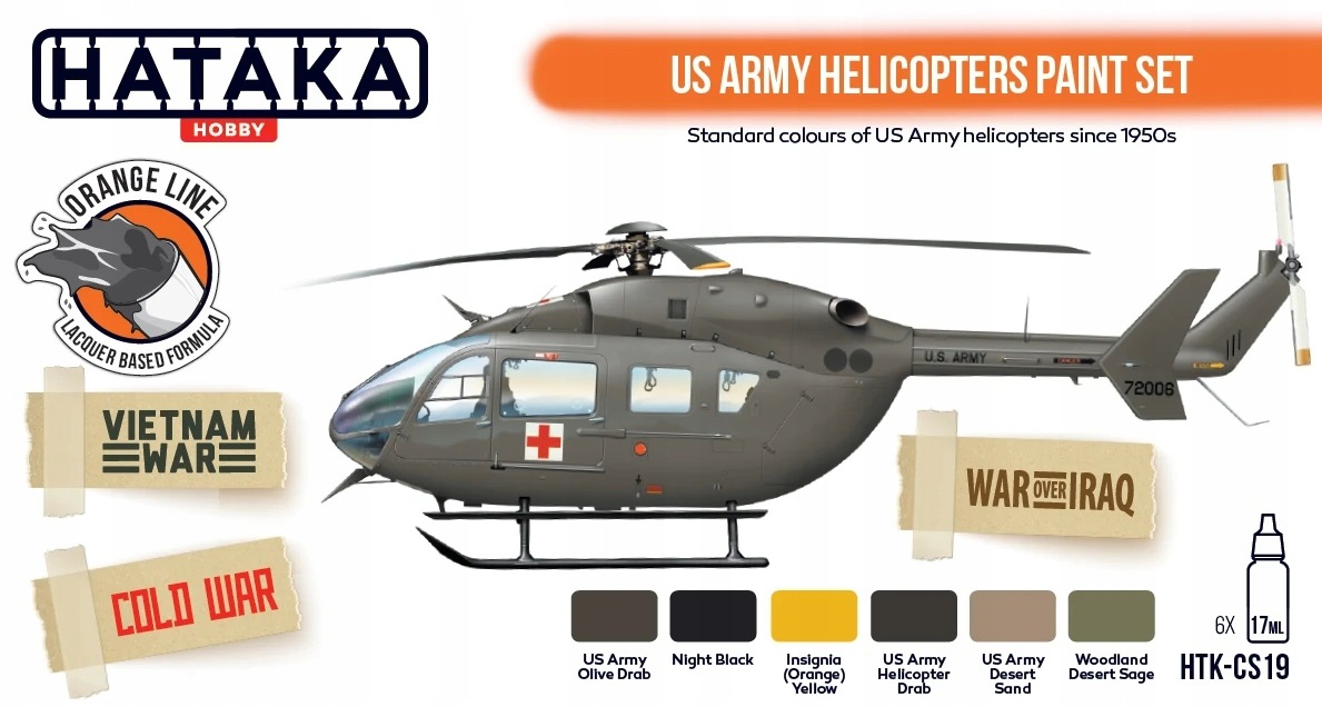 Sada barev Hataka CS19 Us Army Helicopters 6x17 ml
