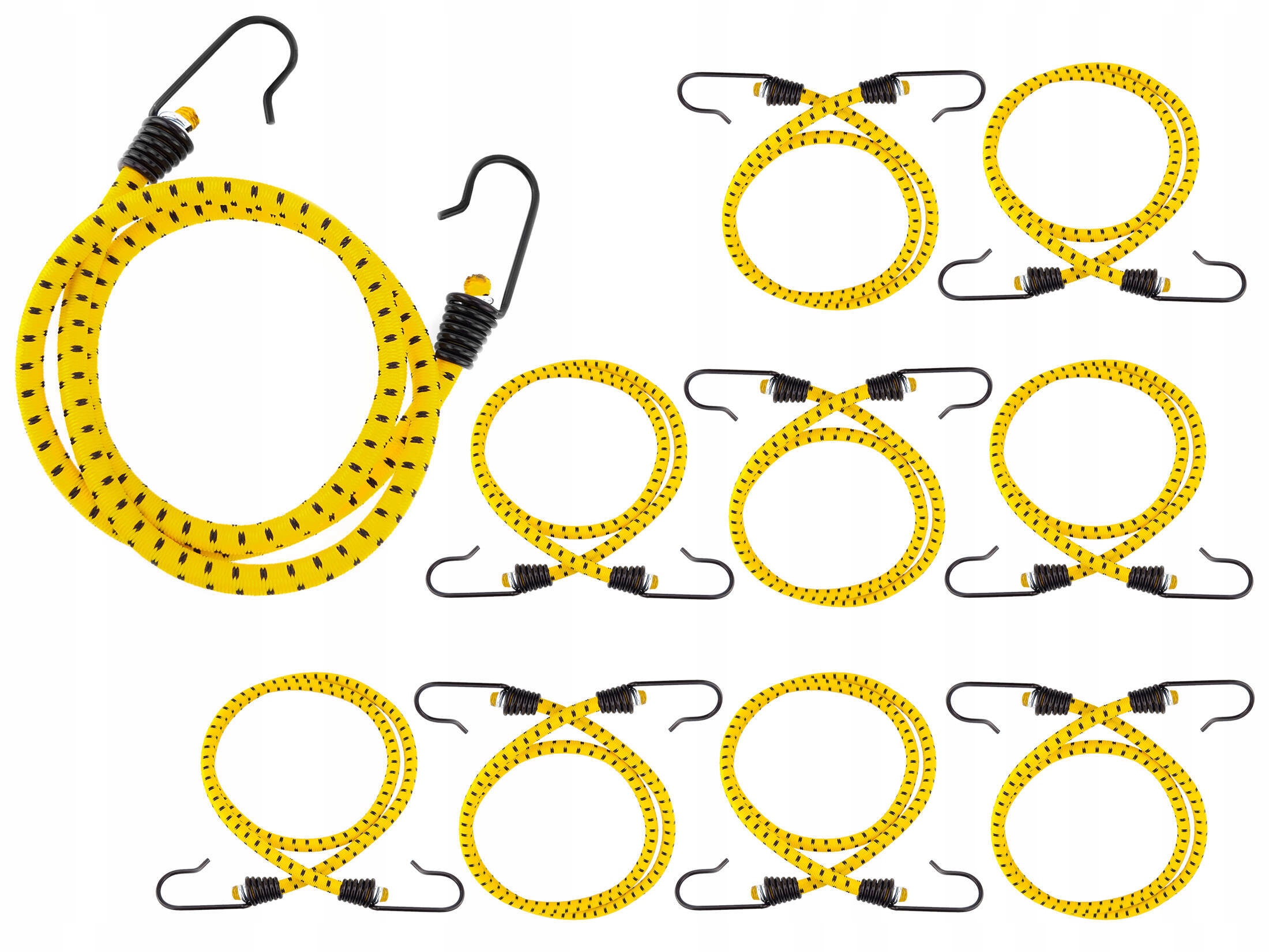 Sada transportních gum do kufru, lanka s háčky 10 ks 100 cm