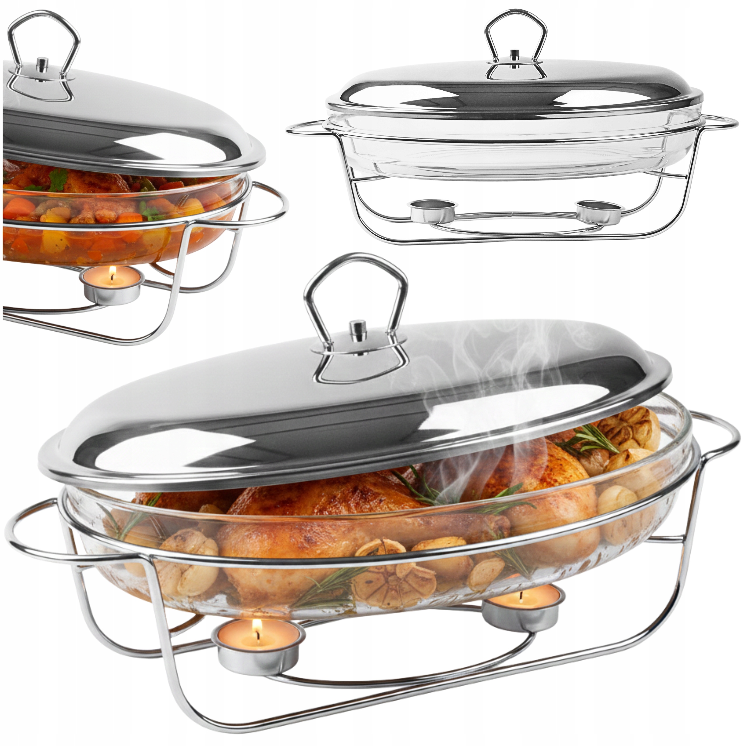 Žáruvzdorná Nádoba 3L s Víkem A Ohřívačem Zapékací Nádoba