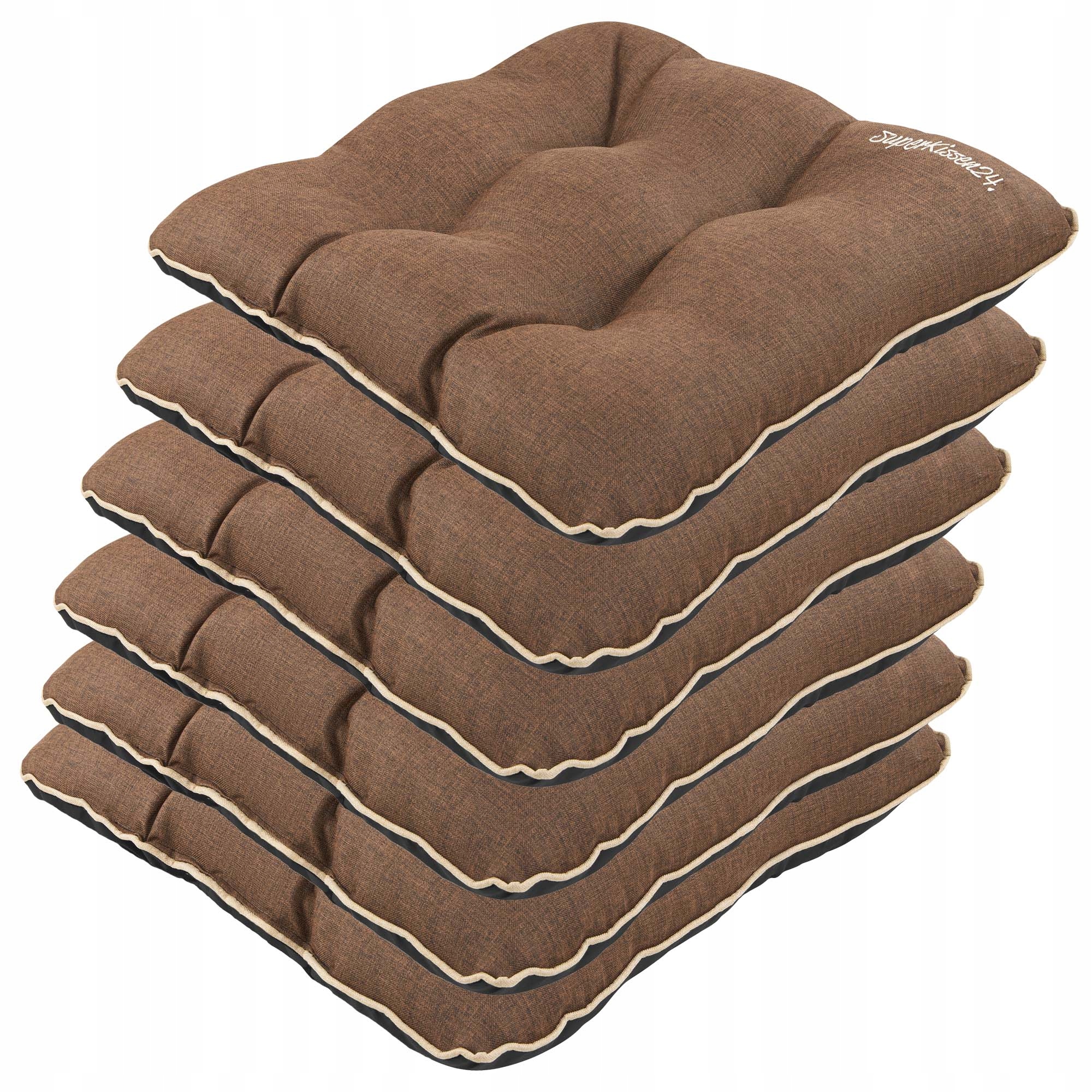 Polštář na židli Polštář 45X45 hnědý len 6 ks