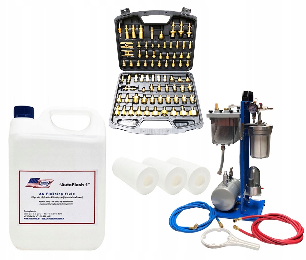 Súprava na oplachovanie klimatizačného systému A/c Zariadenie Adaptéry Tekuté filtre