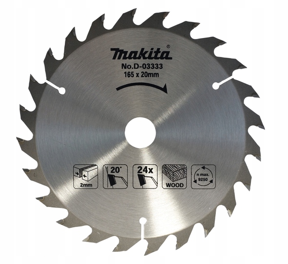 

Tarcza Tnąca Makita D-03333 165x20mm 24Z Do Drewna