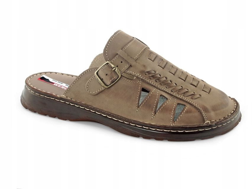 

Klapki męskie sandały skórzane Polskie Szare 46