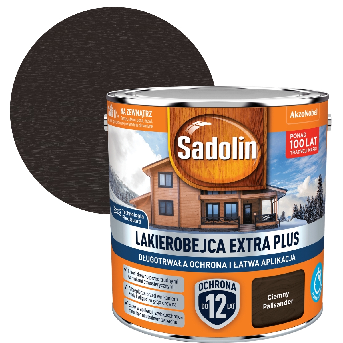Sadolin Lakobejca Na Dřevo Extra Plus 2,5L Tmavý palisandr