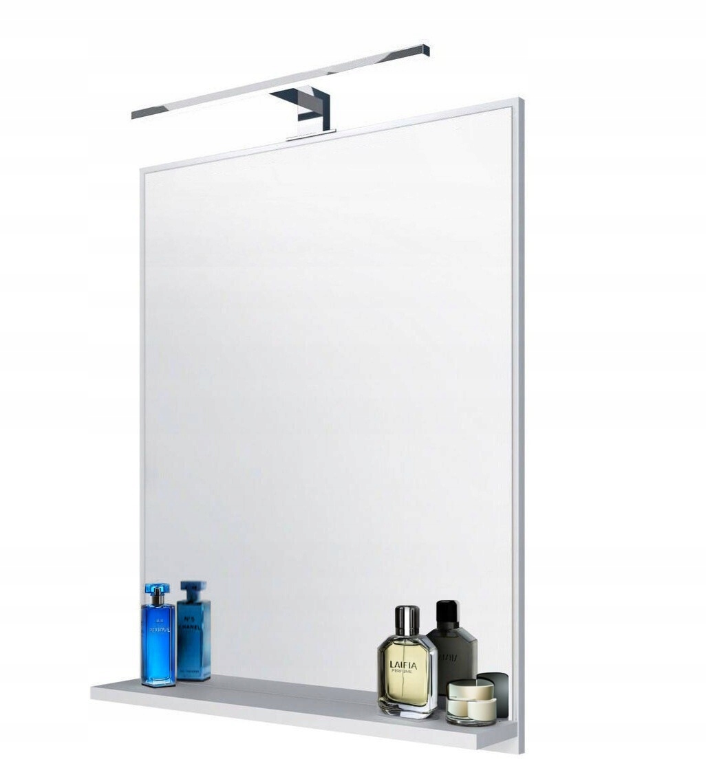 Zrcadlo koupelnové zrcadlo obdélníkové závěsné 640x520 s Led policí a zrcadlem