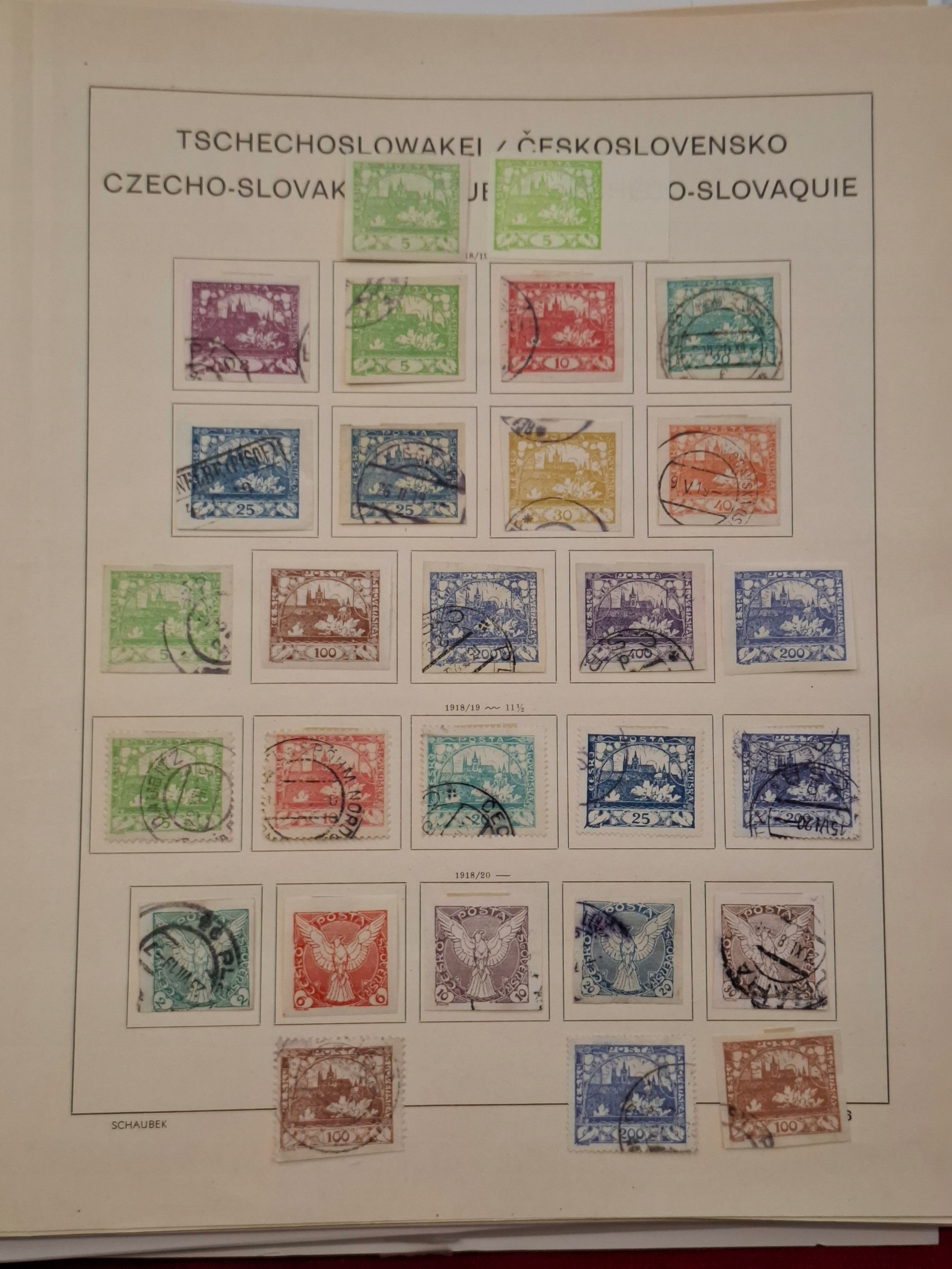 Znaczki Czechosłowacja strona z klasera Czechy