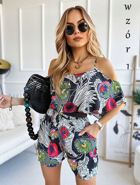 Letni KOMBINEZON DAMSKI wzory kwiatki hiszpanka Marka Awanti