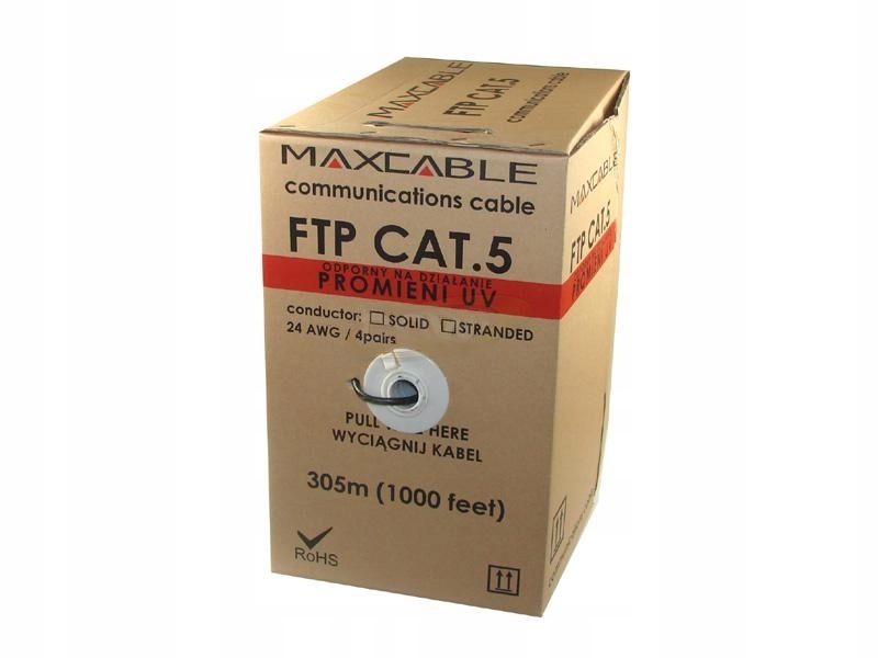 Maxcable Ftp zewnętrzny, żelowany Al/Cu kat.5e 305m