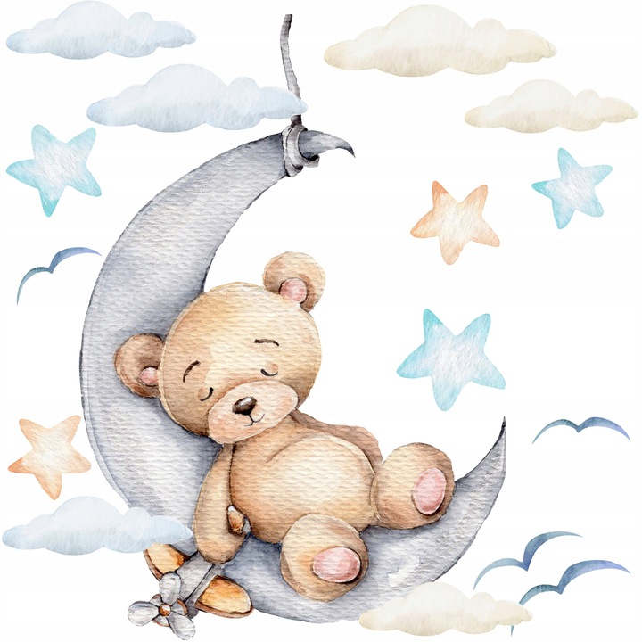 

Naklejka ścienna pastel Miś Księżyc Sz 100x100