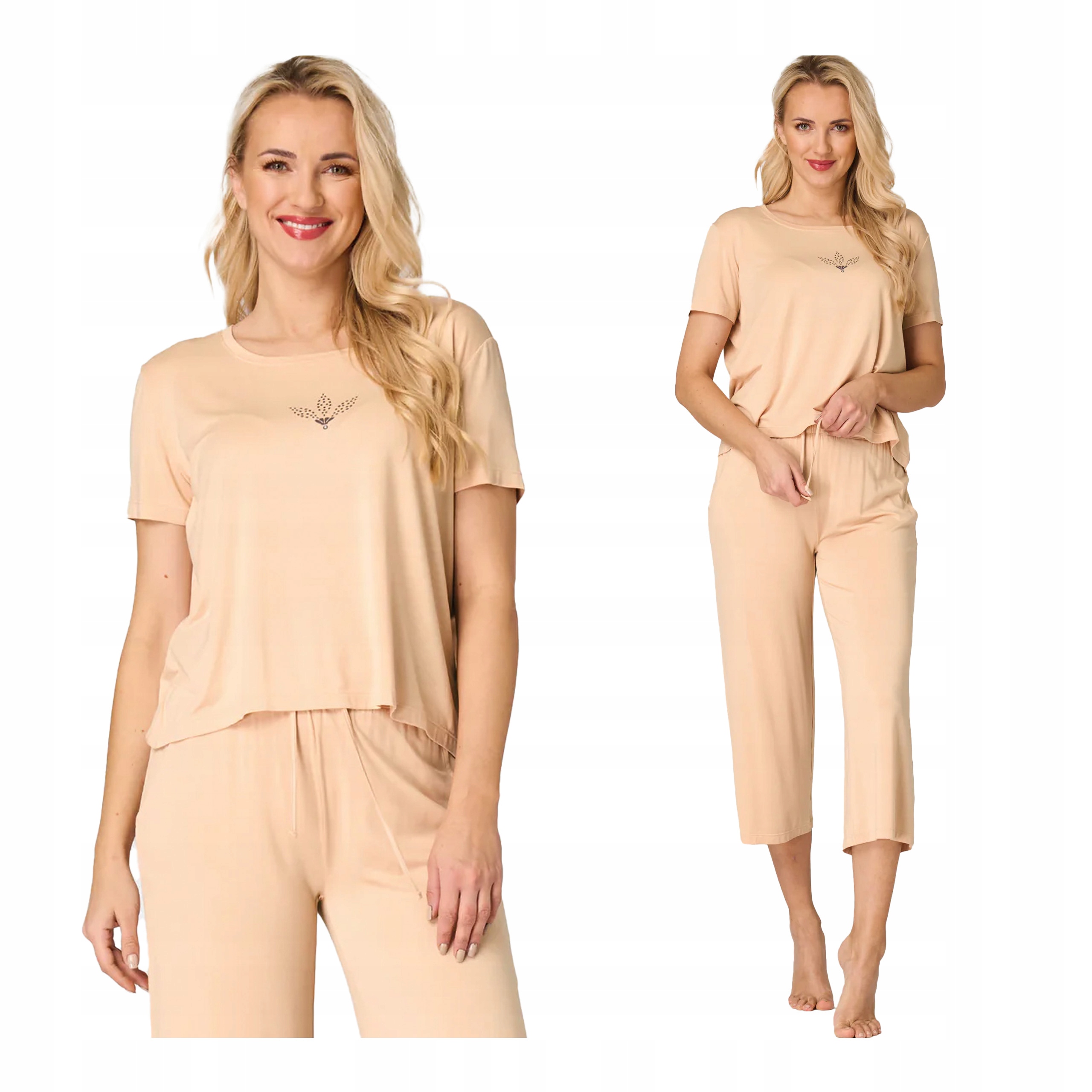 Dámské dvoudílné pyžamo s krátkým rukávem a dlouhými kalhotami XXL Modal Key