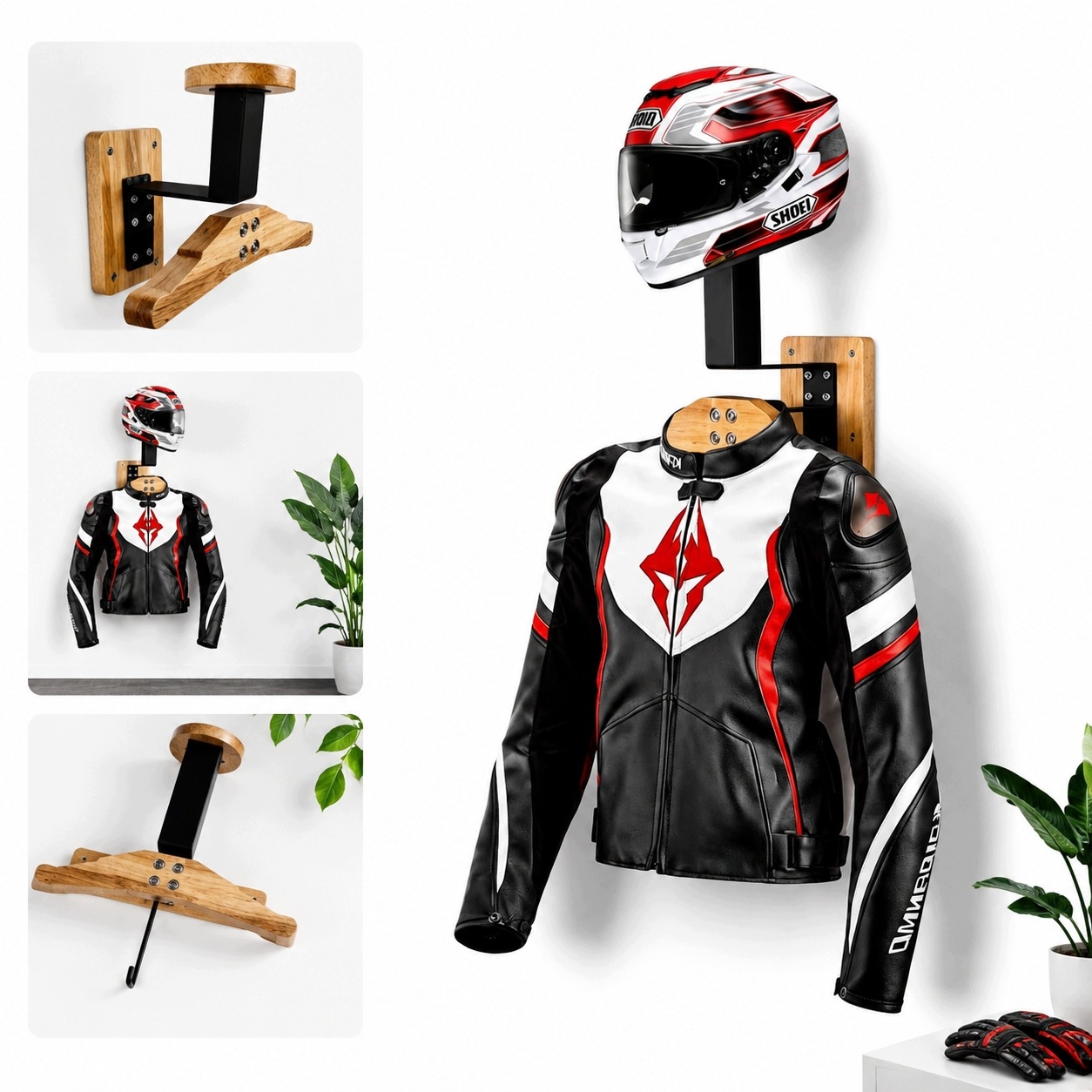 Wieszak Ścienny Na Kask Metalowy Uchwyt Na Kurtkę Strój Motocyklowy Klucze