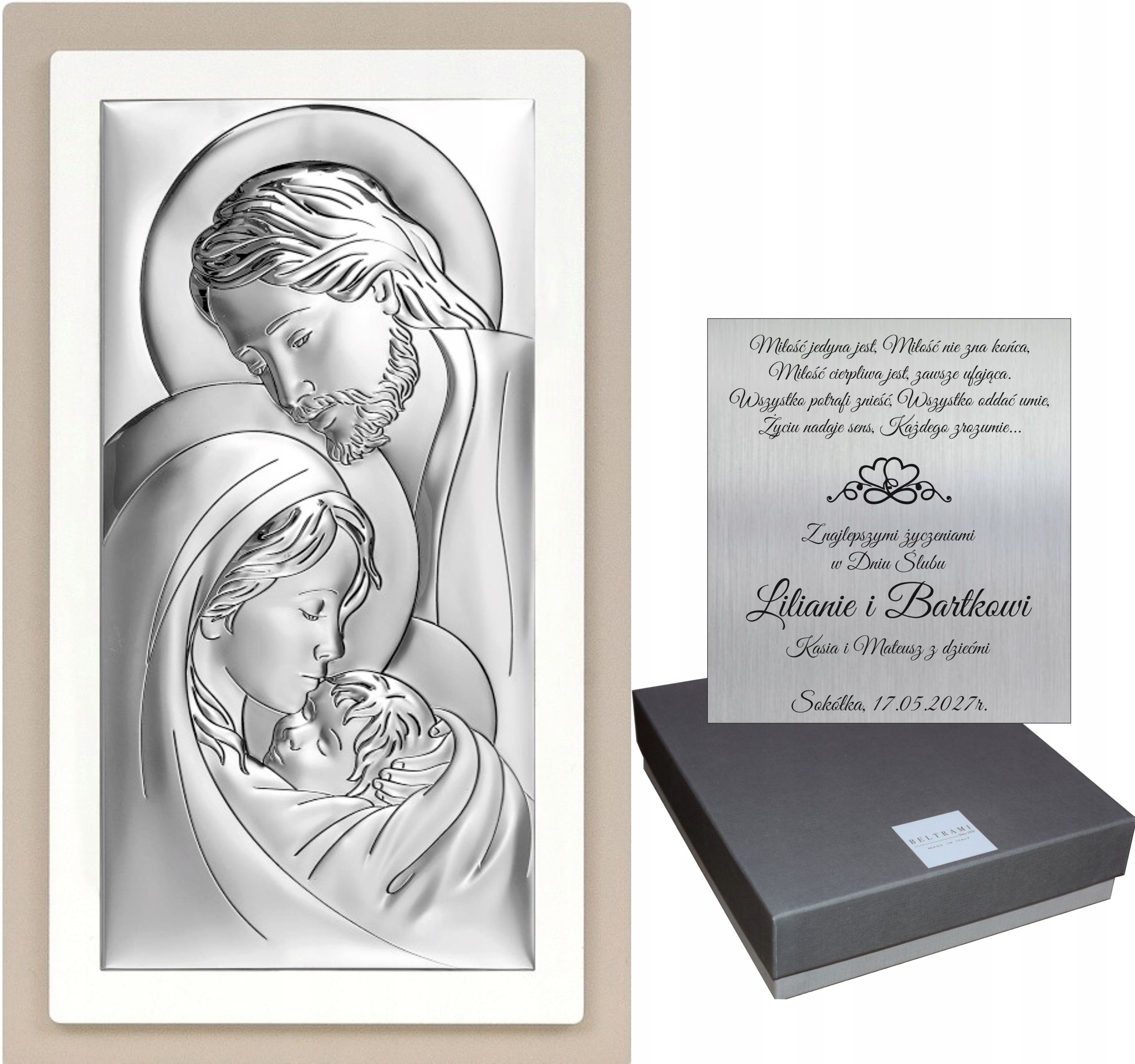 Strieborný Obraz Vianoce, Rodina, Krst, Gravírovanie