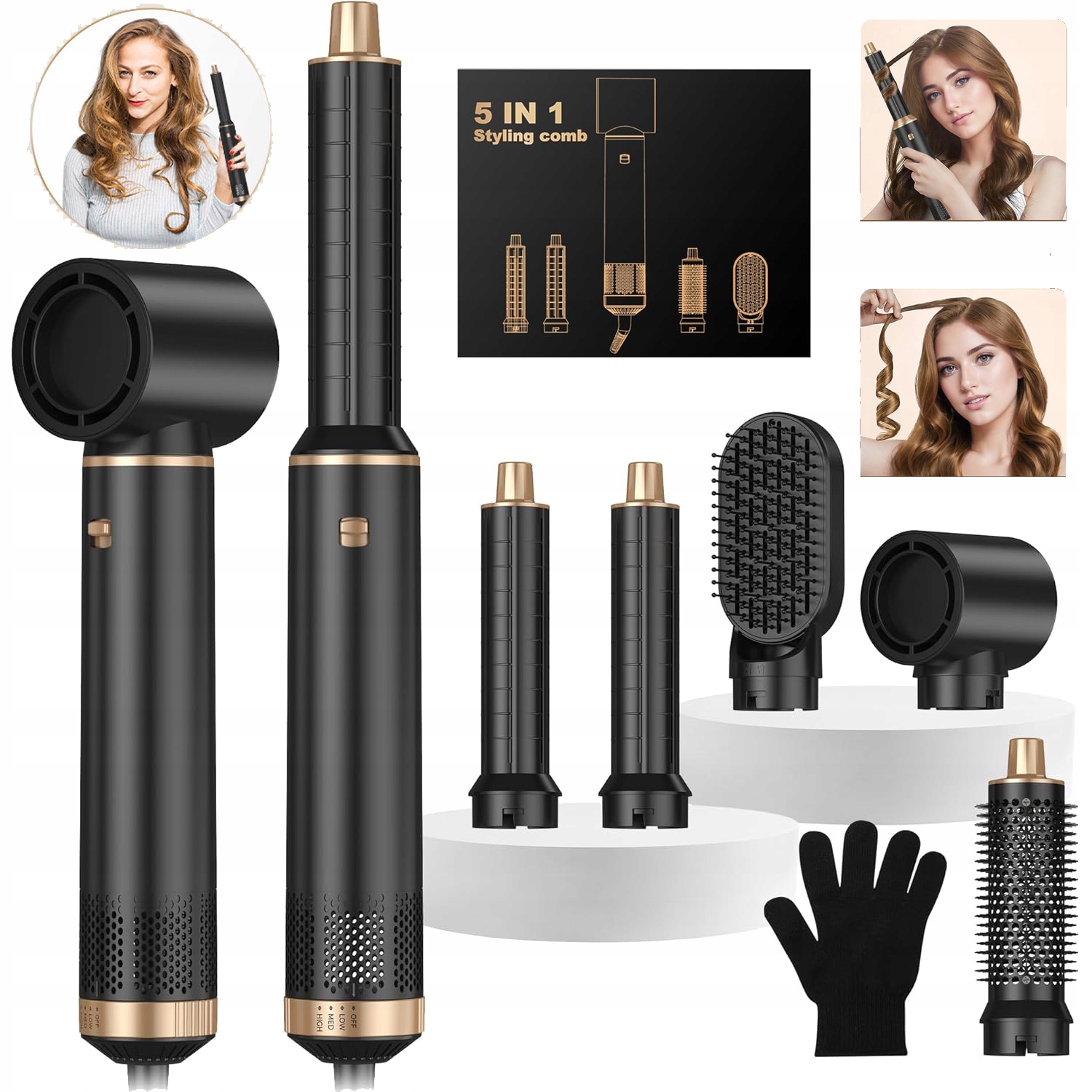 Wielofunkcyjna Suszarka Do Włosów Do Stylizacji Włosów Zestaw 5 Końcówek