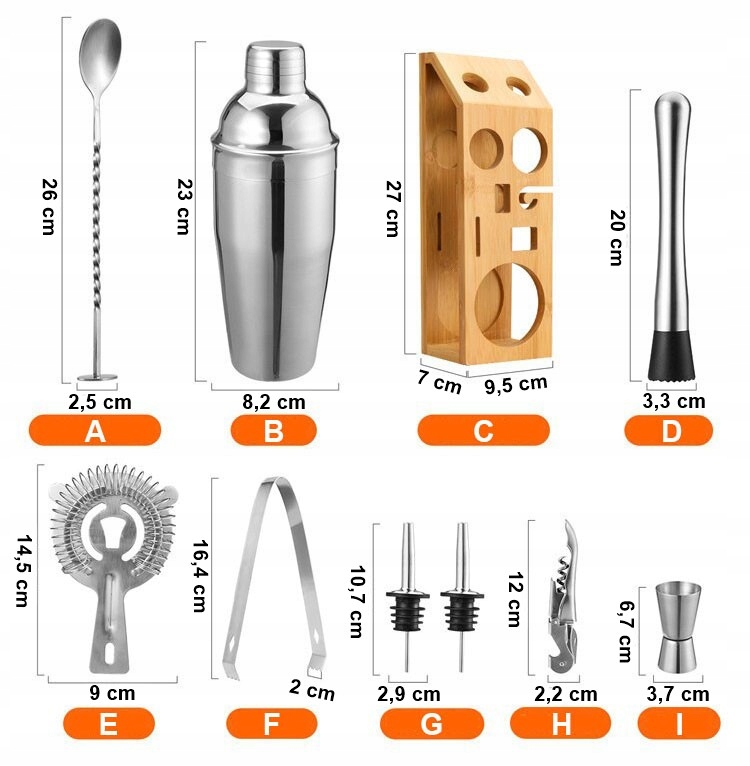 Barmanský Set Shaker Příslušenství K Nápojům Dárek Pro Barmana Sada