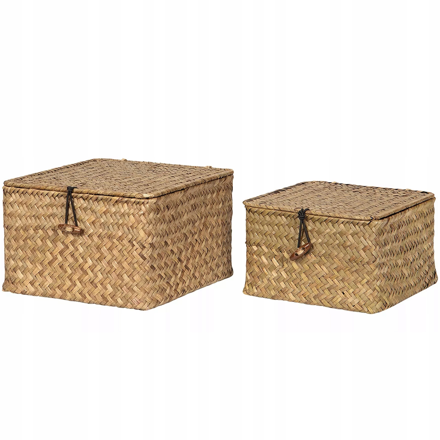 Krabička Organizér Boho nádoba s víkem do kuchyně obývacího pokoje přírodní 2 ks