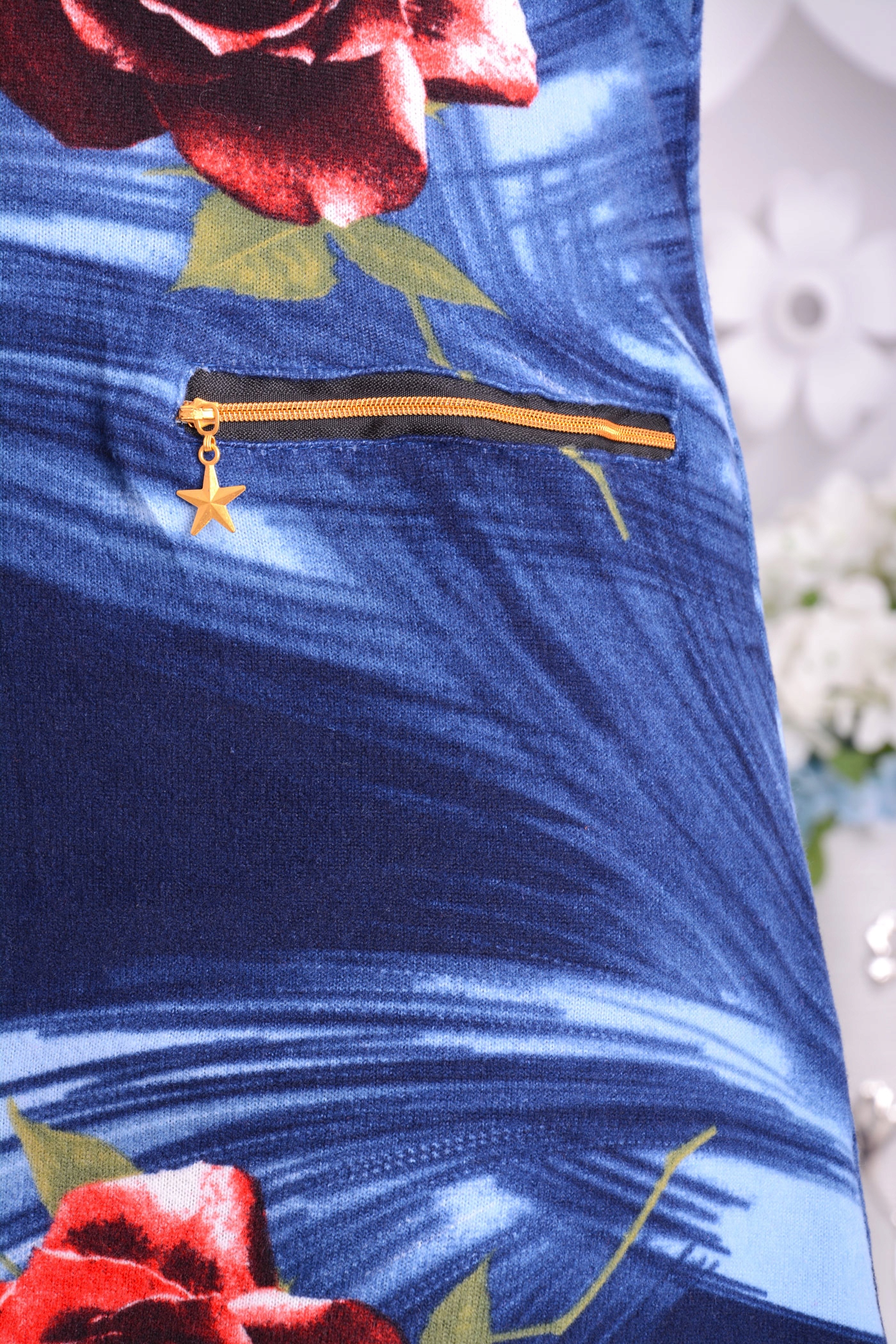 MODNA TUNIKA KWIATY WYSZCZUPLAJĄCA NA BIODERKA MIŁA ŚLICZNY PRINT DUŻA 666B Cechy dodatkowe print (nadruk)