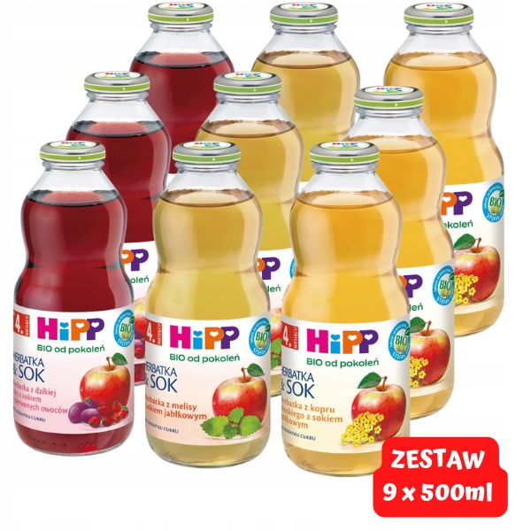 HiPP BIO Herbatka & Sok Bio,mix smaków 9x500ml Marka Hipp