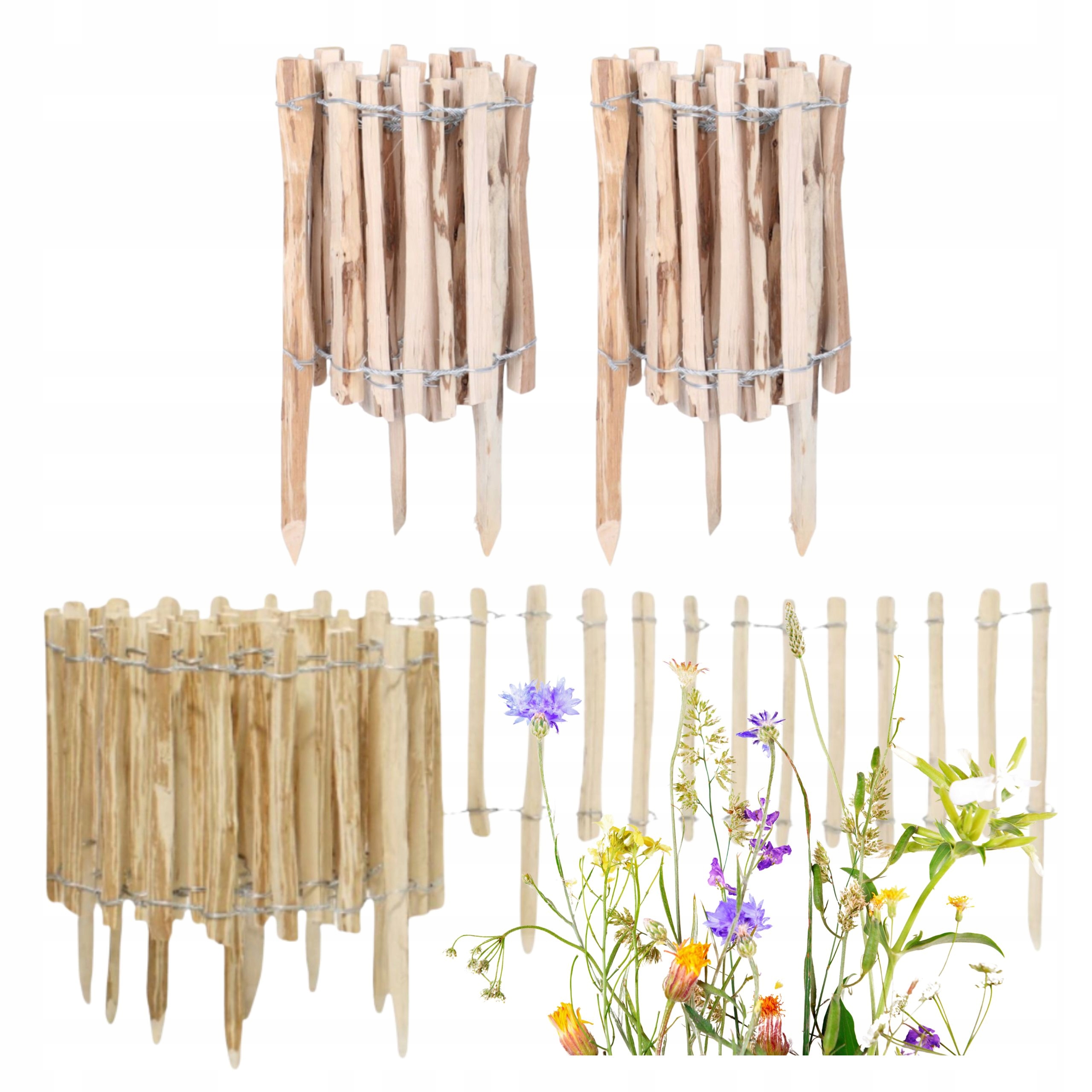 Palisada Ogrodowa Leszczynowa Obrzeże Zwijany Płot Sztachetowy H 33cm 400cm