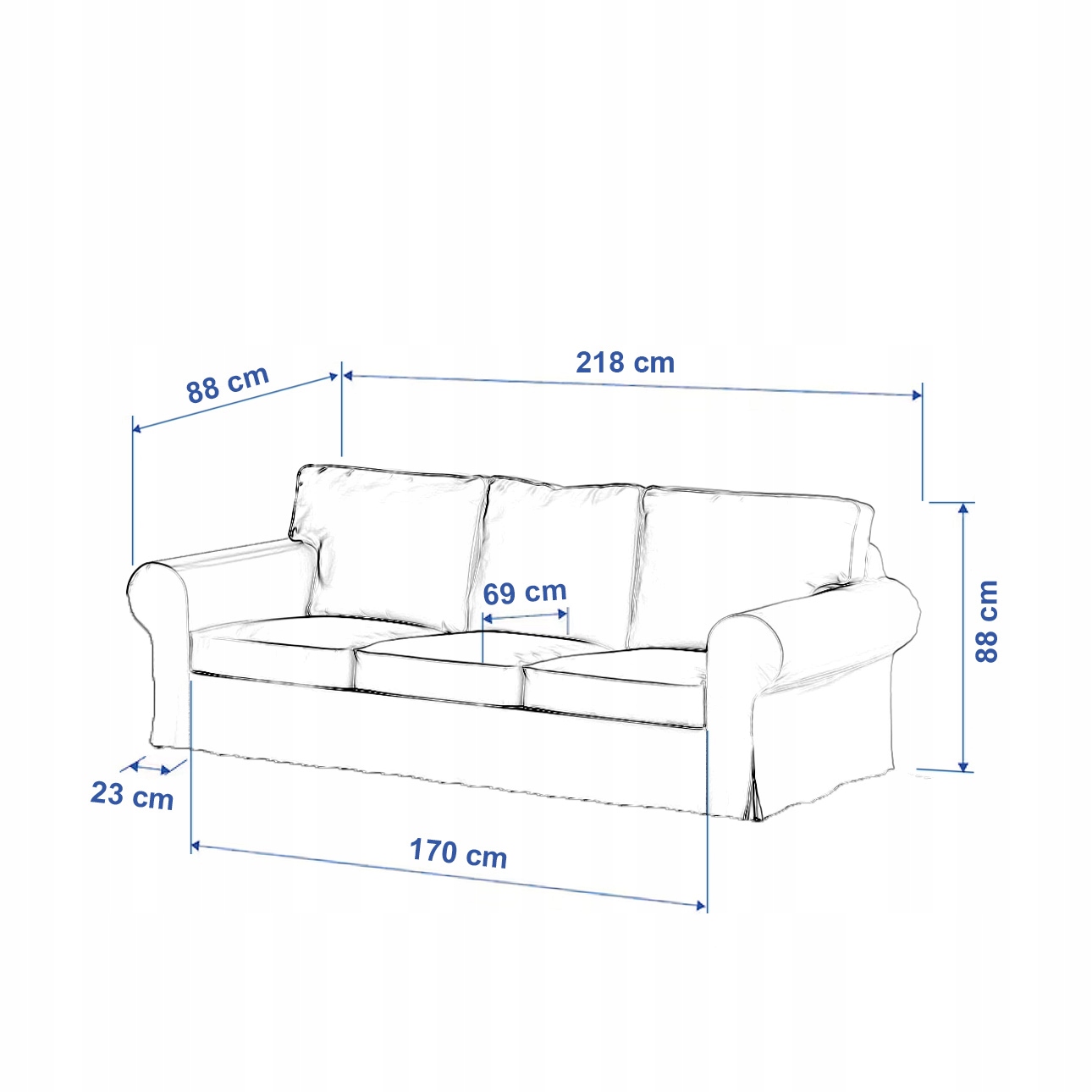 Poťah na 3-miestnu rozkladaciu pohovku Ektorp Ikea oranžovo-zelený