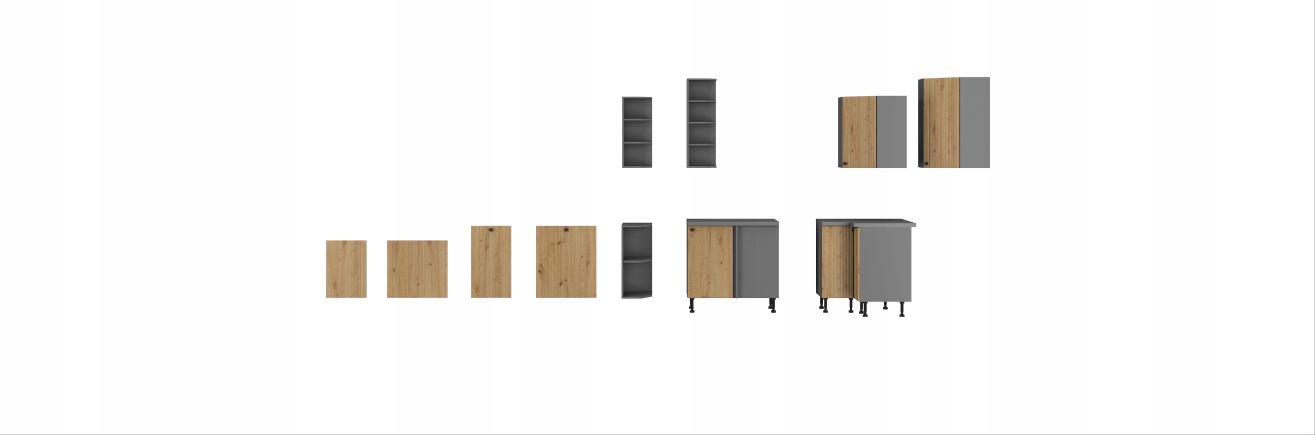 Szafka kuchenna do zabudowy lodówki VIVA lamele Kolor mebla antracyt