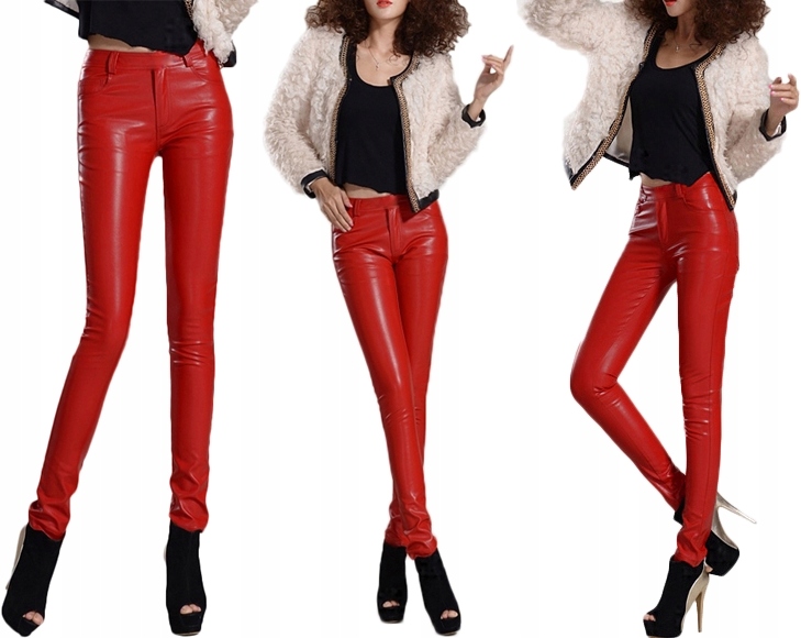 

Gruba Mat eko Skóra Spodnie Czerwone Polskie 48