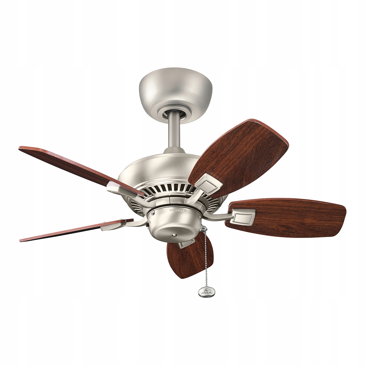 Stropný ventilátor 76 cm brúsený nikel orechový do obývačky Kichler