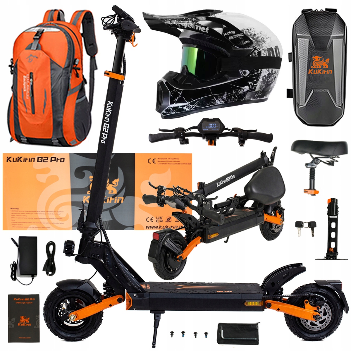 Skládací Pojazd Elektryczny Kukirin G2 Pro 1000W 48V 15,6AH 45 km/h Dárek